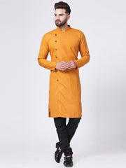 Men Yellow Solid Kurta Only