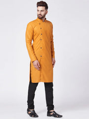 Men Yellow Solid Kurta Only