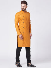 Men Yellow Solid Kurta Only