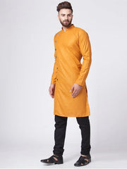 Men Yellow Solid Kurta Only