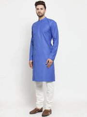 Men Royal-Blue Solid Kurta Only ( KO W 576 Blue )-KO-W-576