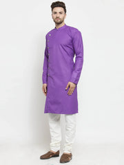 Men Purple Solid Kurta Only ( KO W 576 Purple )-KO-W-576