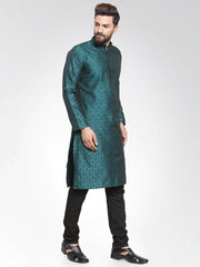 Men Green-Colored & Black Self Design Kurta Only ( KO 584 Green )-KO-584