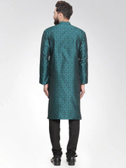 Men Green-Colored & Black Self Design Kurta Only ( KO 584 Green )-KO-584