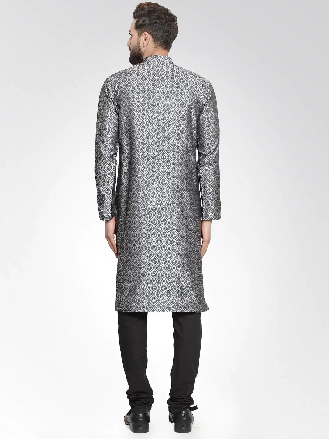Silver Mens Kurta Pajama Set - Modern Ethnic Wear