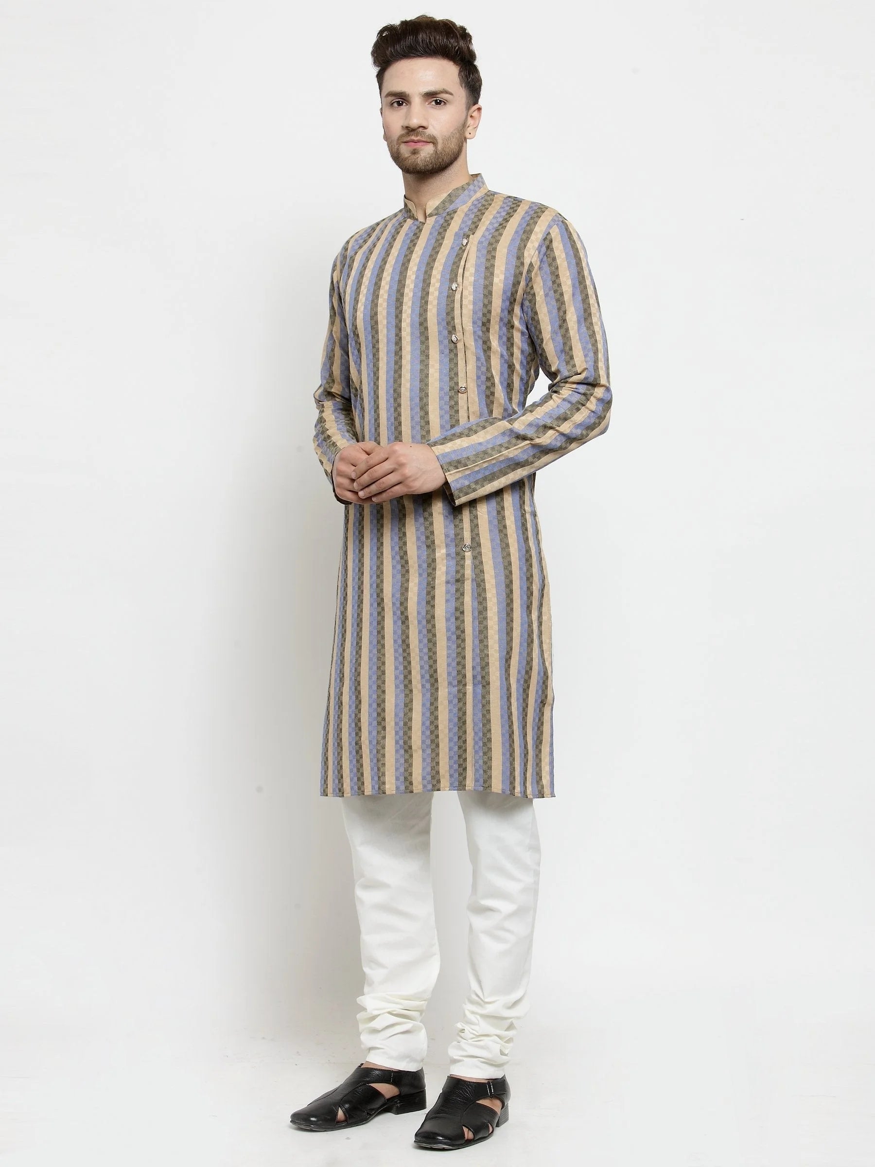 Blue & Black Stripped Men's Kurta | Indian Kurta for Men