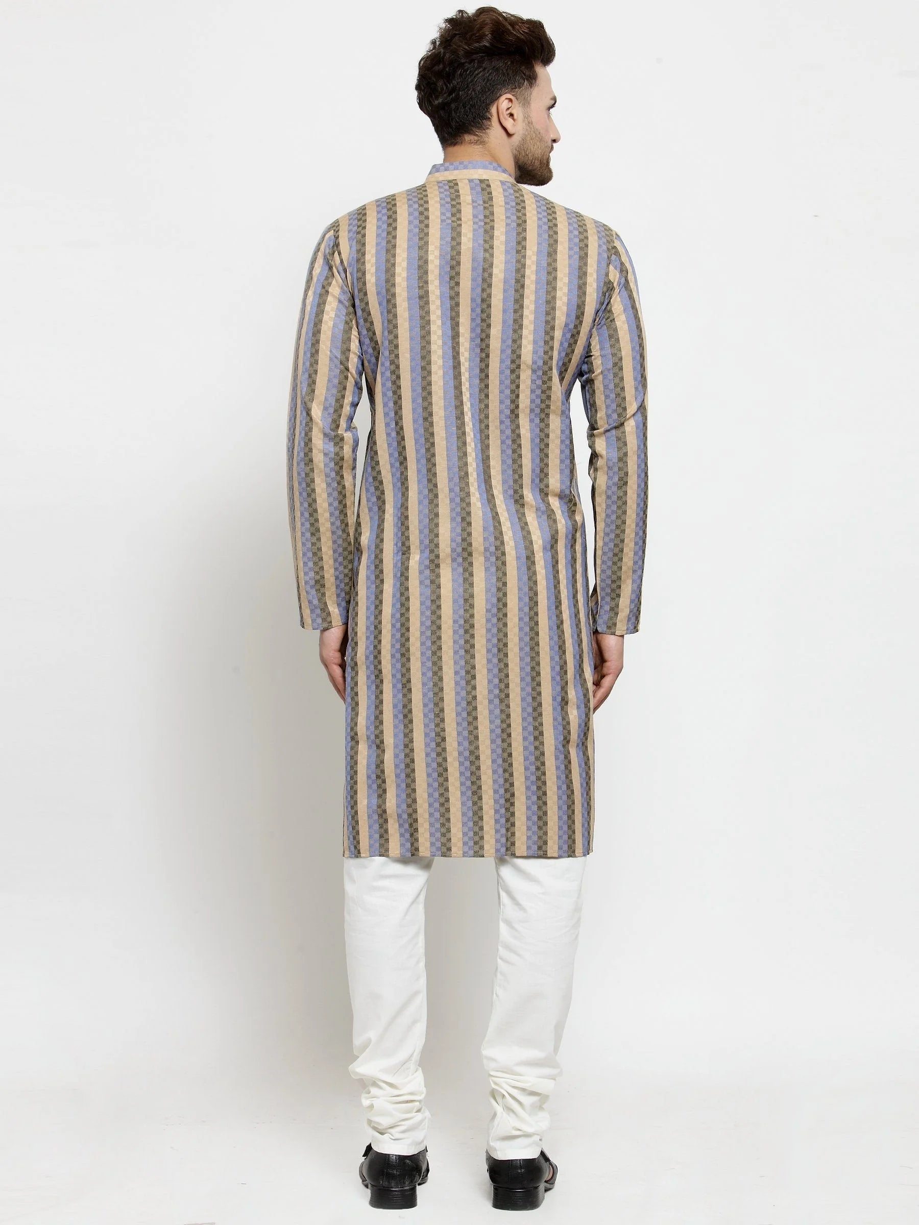 Blue & Black Stripped Men's Kurta | Indian Kurta for Men