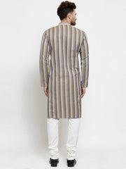 Men Blue and black Self Design Stripped Kurta Only