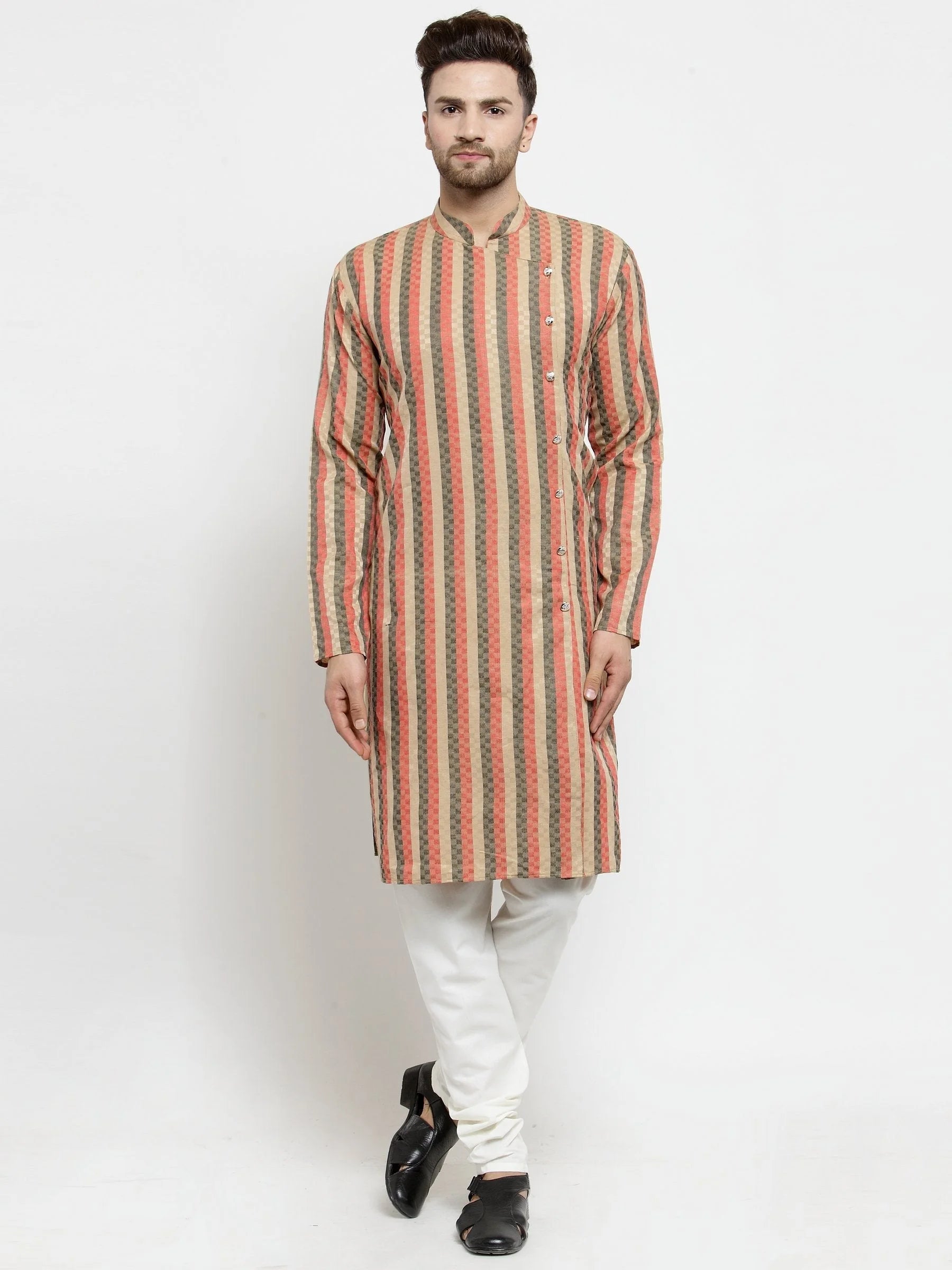 Red & Black Stripped Men's Kurta | Indian Kurta for Men
