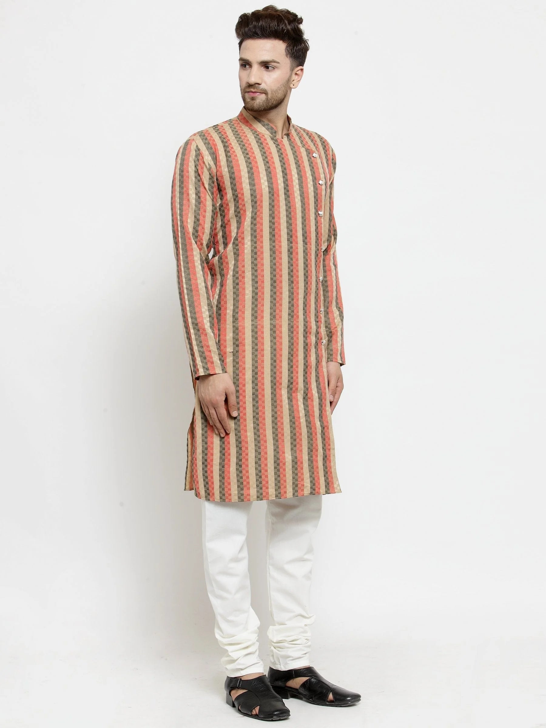 Red & Black Stripped Men's Kurta | Indian Kurta for Men