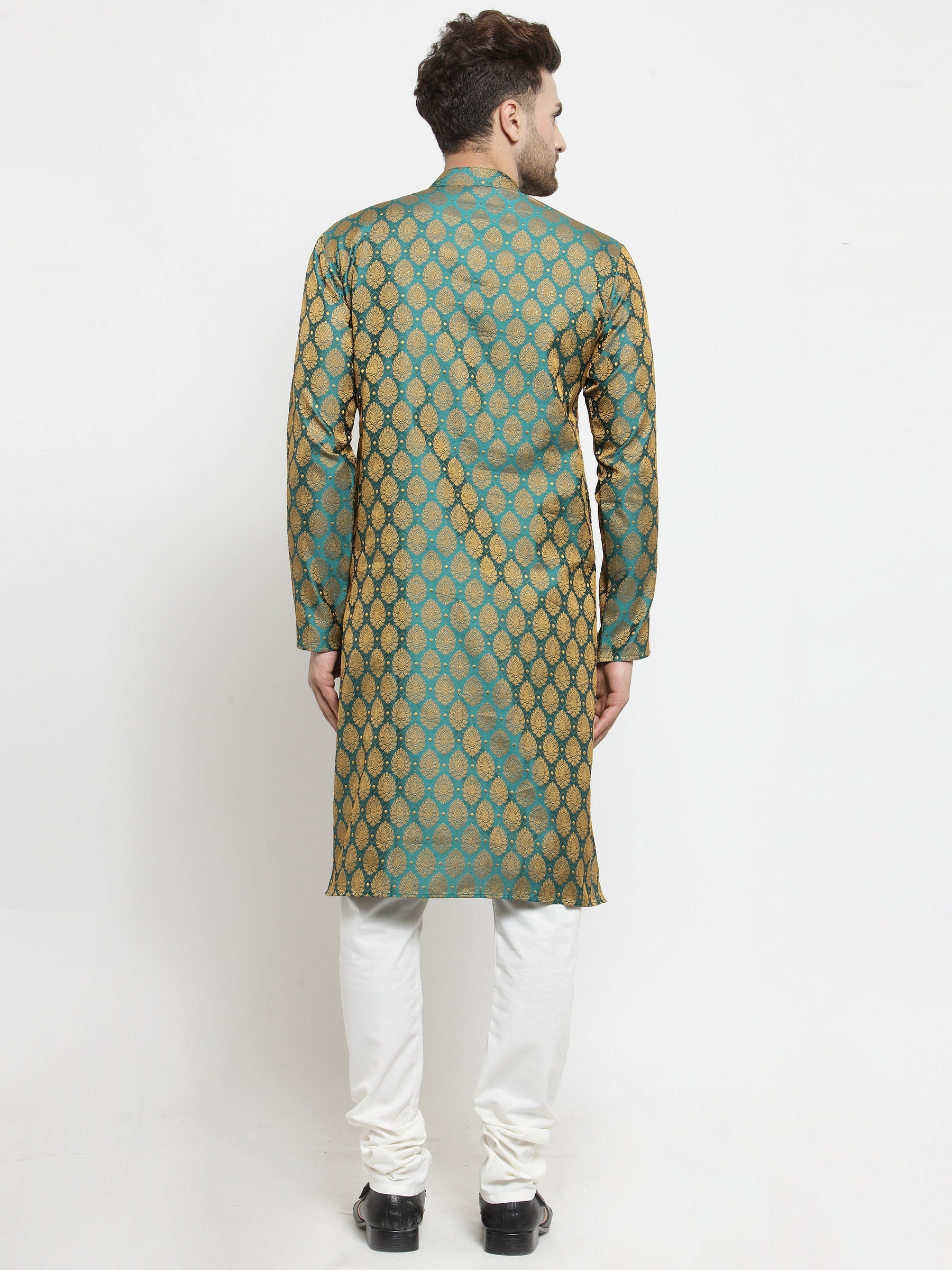 Green & Gold Kurta Pajama Set | Mens Kurta Pajama, Pathani