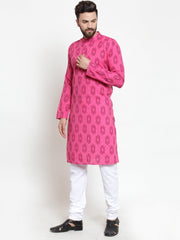 Men Pink Printed Kurta Only