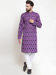 Men Purple Printed Kurta Only