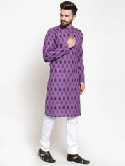 Men Purple Printed Kurta Only
