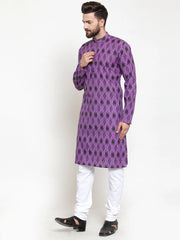Men Purple Printed Kurta Only