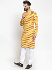 Men Yellow Printed Kurta Only