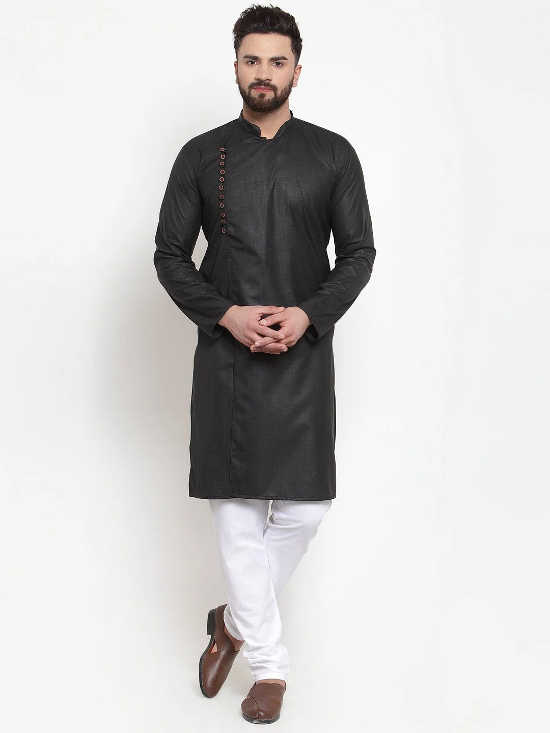 Stylish Black Solid Mens Kurta - Classic Indian Kurta for Men
