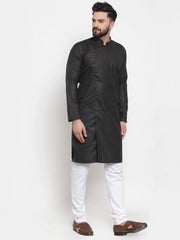 Men Black Solid Kurta