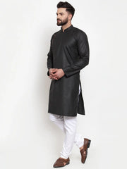 Men Black Solid Kurta
