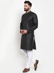Men Black Solid Kurta with Churidar ( JOKP 588 Black )-JOKP-588