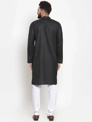 Men Black Solid Kurta with Churidar ( JOKP 588 Black )-JOKP-588
