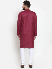 Men Maroon Solid Kurta with Churidar ( JOKP 588 Maroon )-JOKP-588