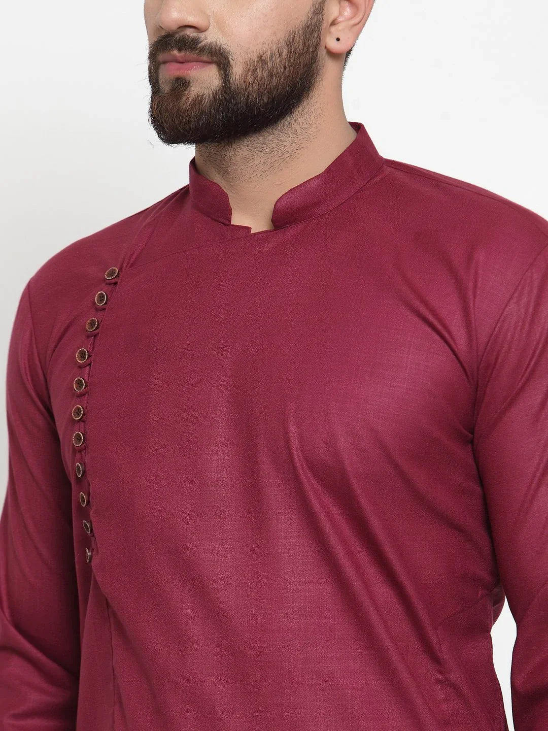 Maroon Solid Cotton Kurta Pajama Set for Men | Ethnic Wear