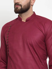 Men Maroon Solid Kurta with Churidar ( JOKP 588 Maroon )-JOKP-588