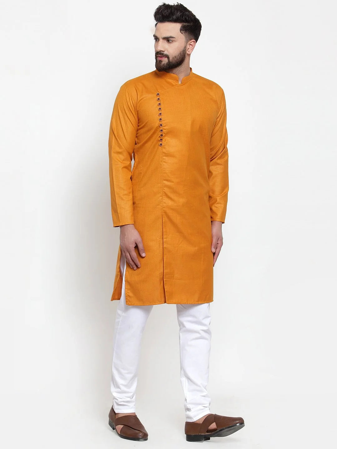 Mustard Solid Mens Kurta | Indian Kurta for Men Fashion