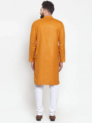 Men Mustard Solid Kurta with Churidar ( JOKP 588 Mustard )-JOKP-588