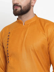 Men Mustard Solid Kurta with Churidar ( JOKP 588 Mustard )-JOKP-588