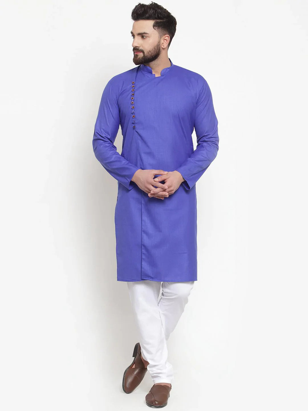 Royal Blue Cotton Kurta Pajama Set for Men | Ethnic Wear