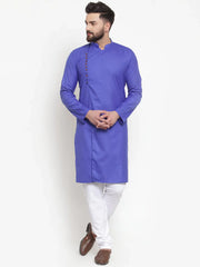 Men Royal-Blue Solid Kurta with Churidar ( JOKP 588 Royal )-JOKP-588