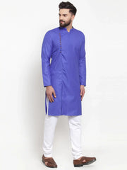 Men Royal-Blue Solid Kurta with Churidar ( JOKP 588 Royal )-JOKP-588