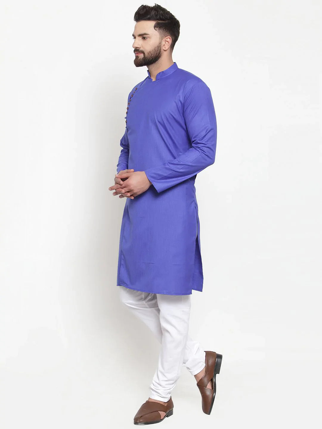 Royal Blue Cotton Kurta Pajama Set for Men | Ethnic Wear