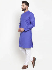Men Royal-Blue Solid Kurta with Churidar ( JOKP 588 Royal )-JOKP-588