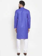 Men Royal-Blue Solid Kurta Only Fashion