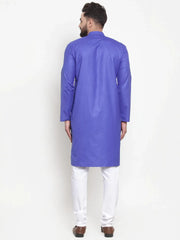 Men Royal-Blue Solid Kurta with Churidar ( JOKP 588 Royal )-JOKP-588