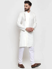Men White Solid Kurta with Churidar ( JOKP 588 White )-JOKP-588