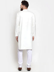 Men White Solid Kurta with Churidar ( JOKP 588 White )-JOKP-588