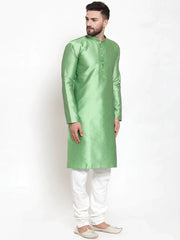 Men Green & White Self Design Kurta with Churidar ( JOKP 589 Green )-JOKP-589
