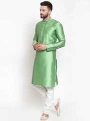 Men Green & White Self Design Kurta with Churidar ( JOKP 589 Green )-JOKP-589