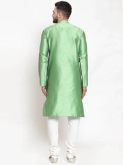 Men Green & White Self Design Kurta with Churidar ( JOKP 589 Green )-JOKP-589