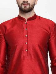 Men Maroon & White Self Design Kurta with Churidar ( JOKP 589 Maroon )-JOKP-589