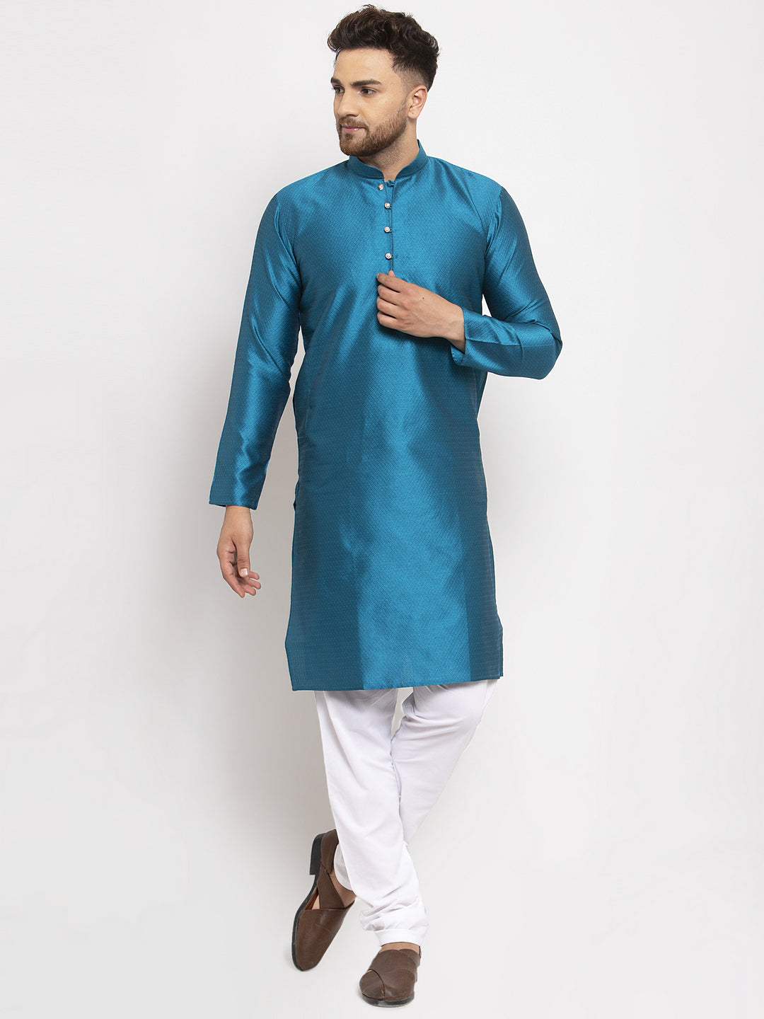 Peacock Jacquard Mens Kurta Pajama Set | Kurta Pajama