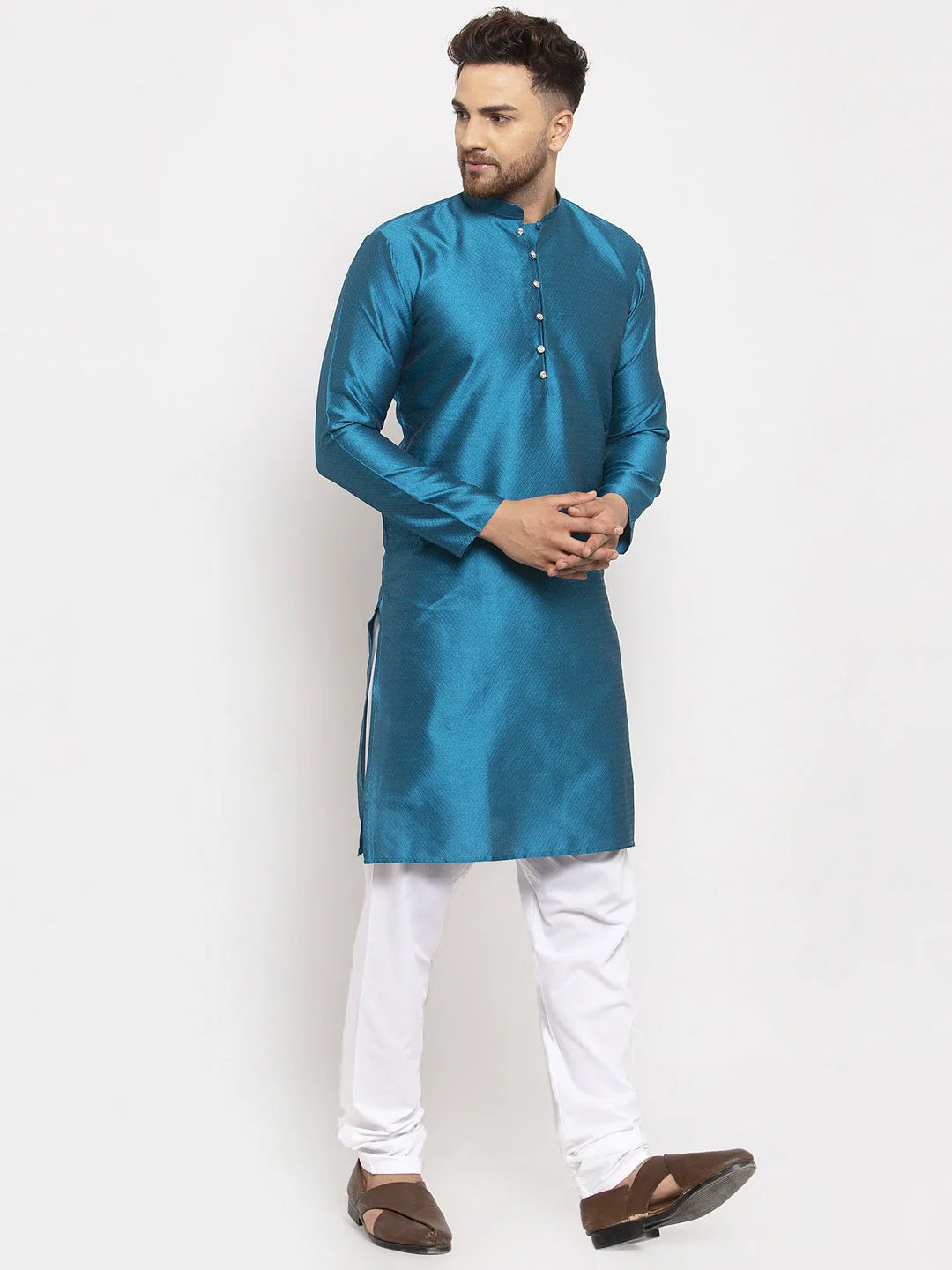 Peacock Jacquard Mens Kurta Pajama Set | Kurta Pajama