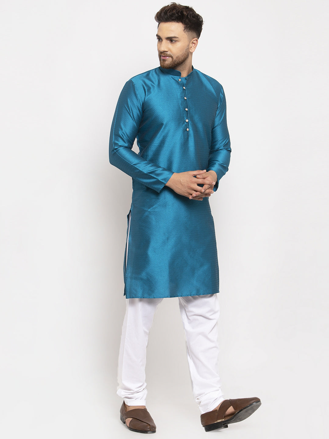 Peacock Jacquard Mens Kurta Pajama Set | Kurta Pajama