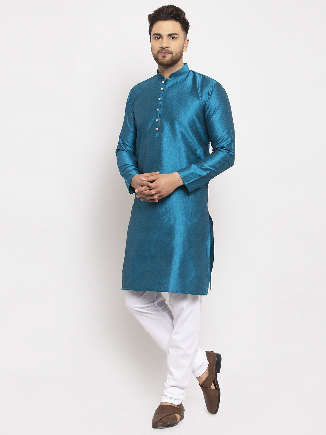 Peacock Jacquard Mens Kurta Pajama Set | Kurta Pajama