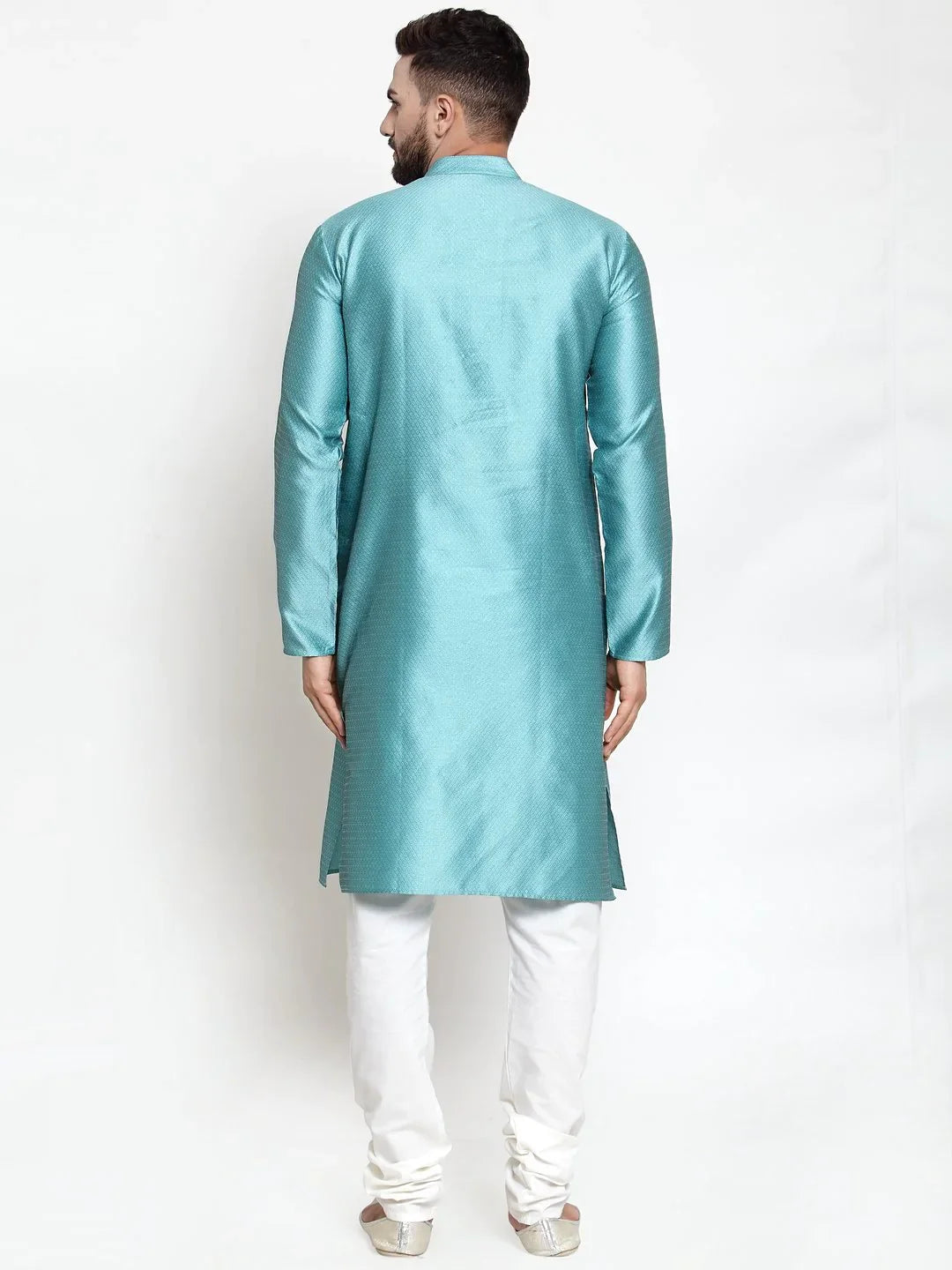 Light Blue & White Kurta Pajama Set - Mens Kurta Pajama