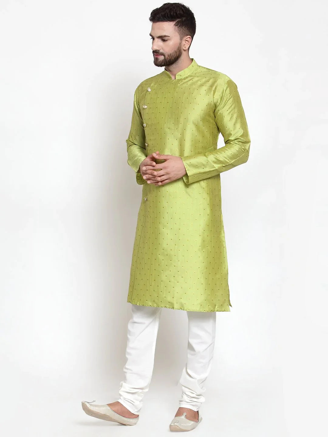 Light Green Kurta Pajama Set - Designer Mens Kurta Pajama